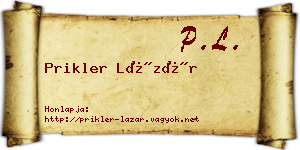 Prikler Lázár névjegykártya